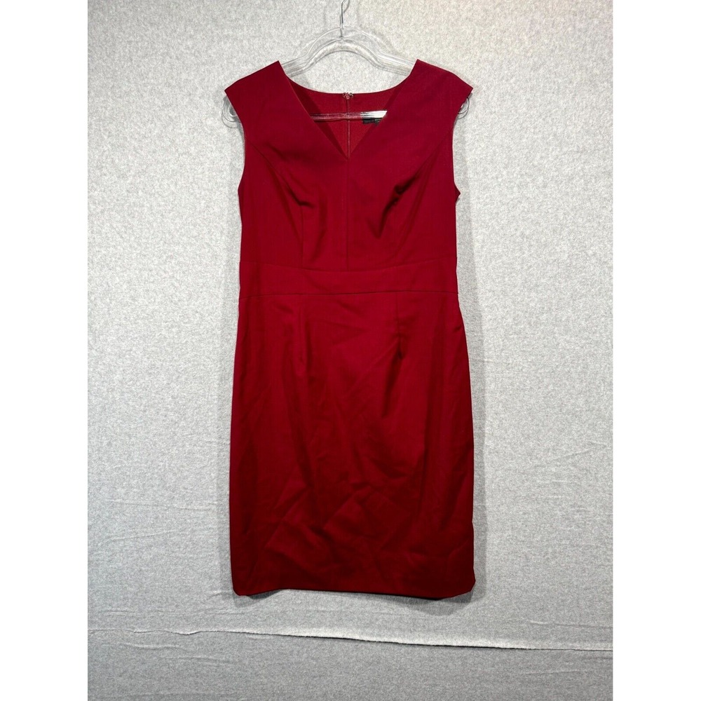 Mossimo Pleated Dress V Neck Sheath Sleeveless Elegant Party Womens Size 12 Red